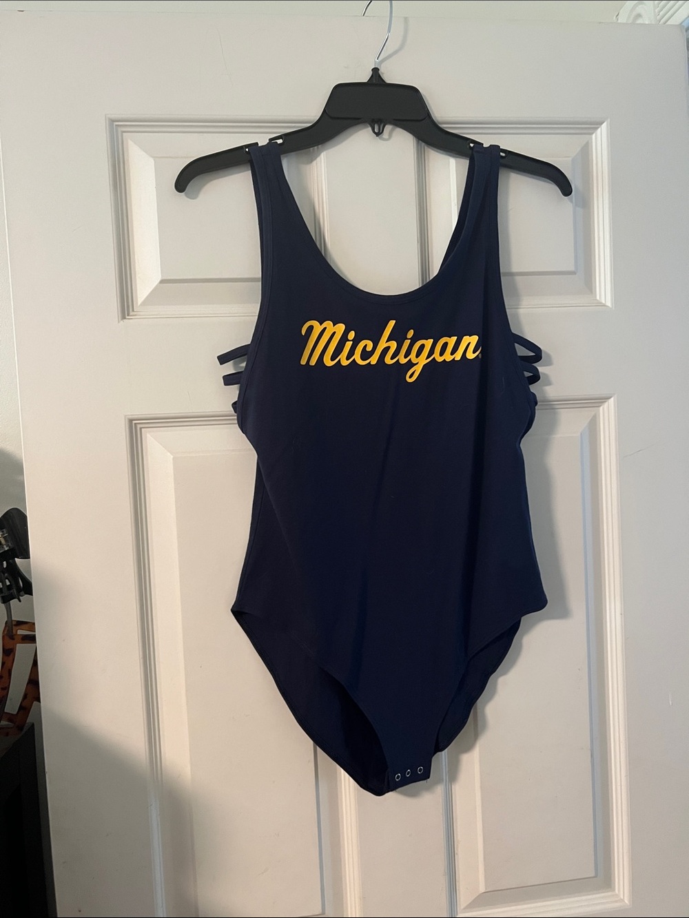 PINK Victoria's Secret Navy Bodysuit with Yellow 'Michigan' Script